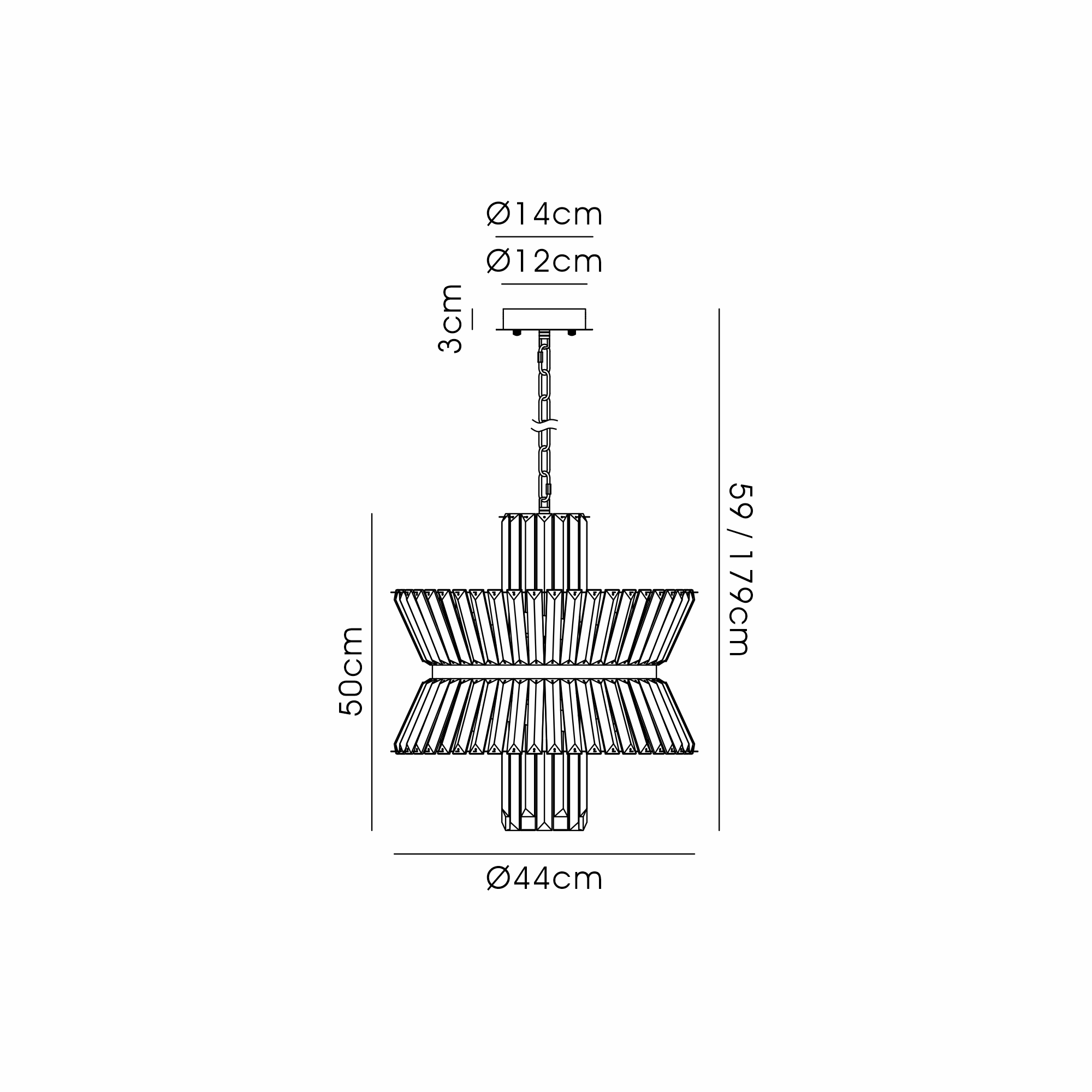 IL32951BR  Vienna 44cm Round Pendant, 8 x E14, Brass/Clear